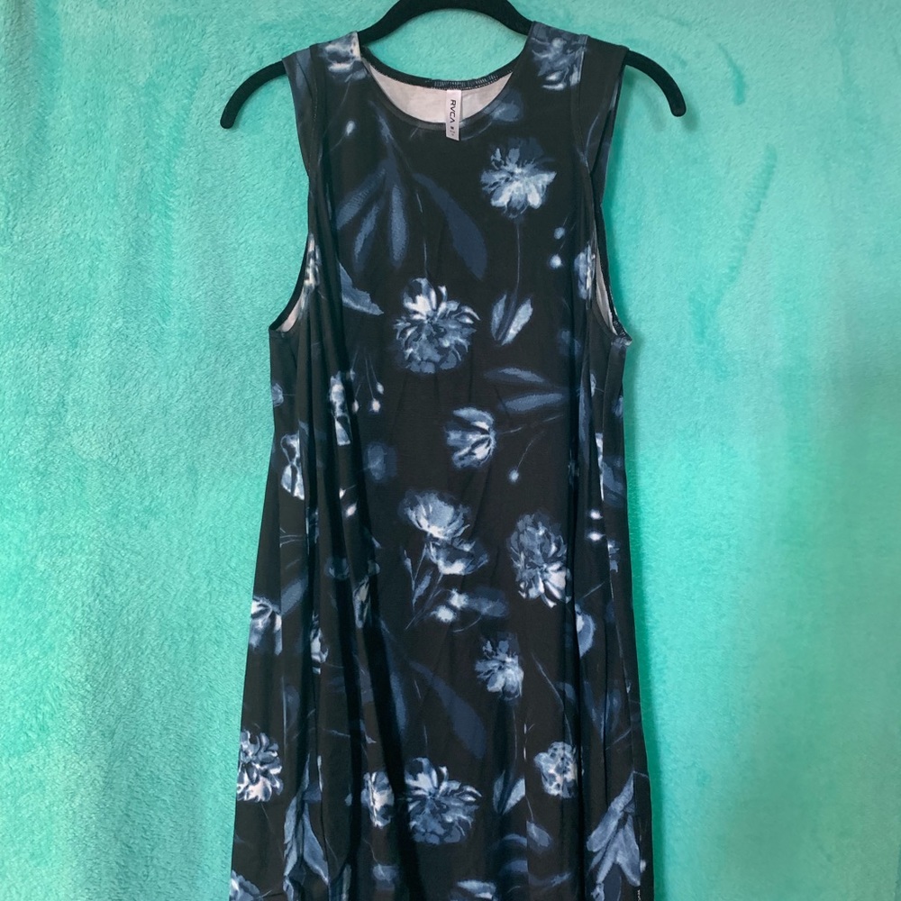 Black and Blue flowered dress.